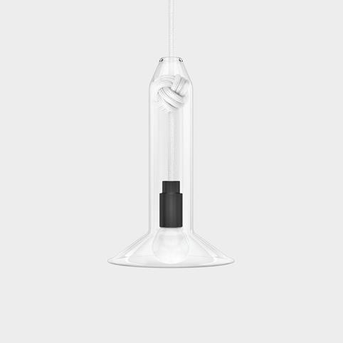 CONTEMPORARY Small Clear Glass Knot Pendant Light in White