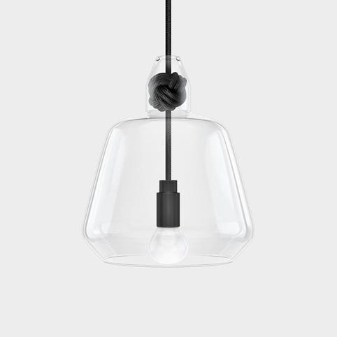 CONTEMPORARY Large Clear Glass Knot Pendant Light in Black