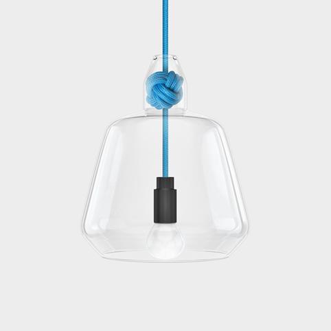 CONTEMPORARY Large Clear Glass Knot Pendant Light in Blue