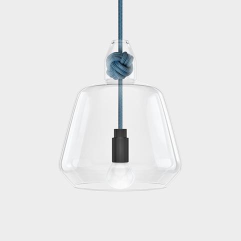 CONTEMPORARY Large Clear Glass Knot Pendant Light in Dark Blue