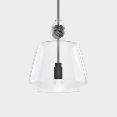 CONTEMPORARY Large Clear Glass Knot Pendant Light in Grey