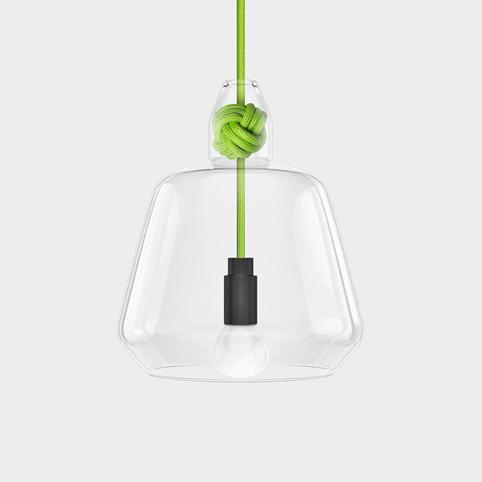 CONTEMPORARY Large Clear Glass Knot Pendant Light in Lime