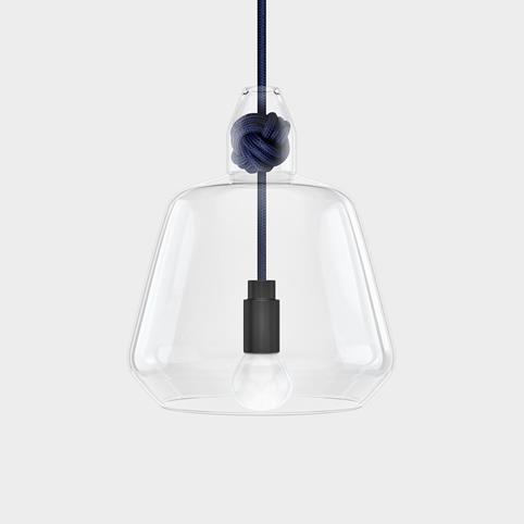 CONTEMPORARY Large Clear Glass Knot Pendant Light in Navy