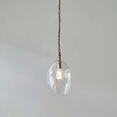 OVAL CLEAR GLASS Pendant Ceiling Light in Brass