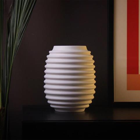 KEELE RIBBED Ceramic Table Lamp in Natural