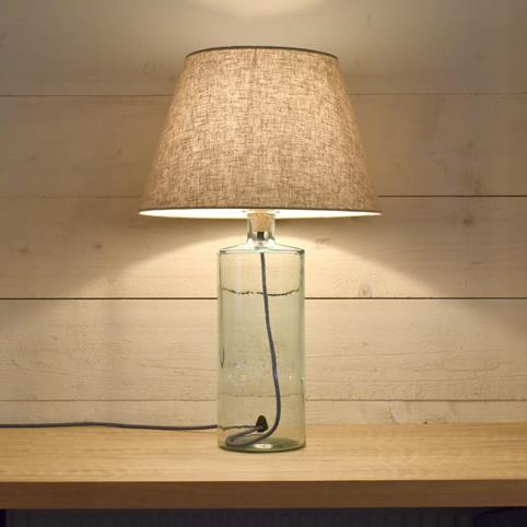 RECYCLED GLASS Rum Tall Table Lamp with Shade in Clear