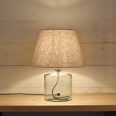 RECYCLED GLASS Rum Short Table Lamp with Shade in Clear