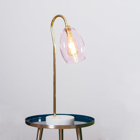HUTTON Table Lamp - Brass in Pink