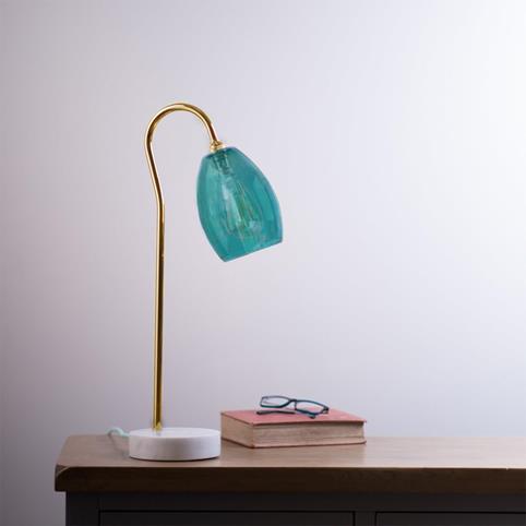 HUTTON Table Lamp - Brass in Teal