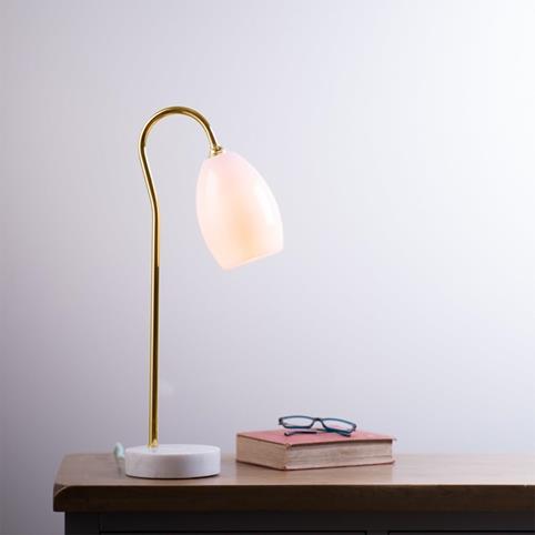 HUTTON Table Lamp - Brass in White