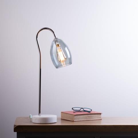 HUTTON Table Lamp - Nickel in Grey