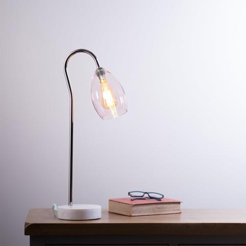 HUTTON Table Lamp - Nickel in Pink