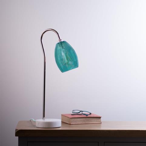 HUTTON Table Lamp - Nickel in Teal