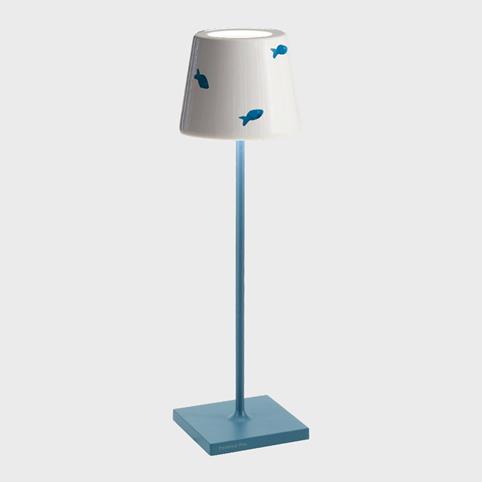 POLDINA LIDO RECHARGEABLE Blue Fish Table Lamp