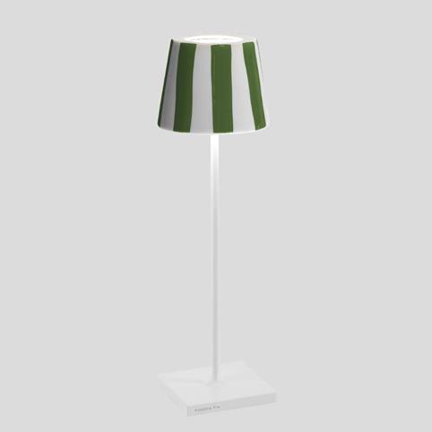 POLDINA LIDO RECHARGEABLE Green Stripe Table Lamp