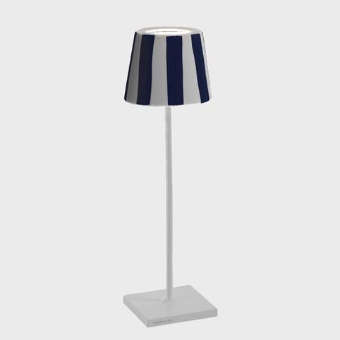 POLDINA LIDO RECHARGEABLE Blue Stripe Table Lamp