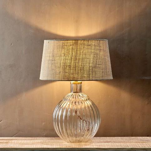 VARANISI RIBBED Glass Table Lamp - Wide with Shade