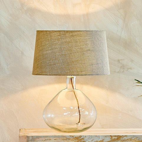 BABA CLEAR Glass Table Lamp - Wide with Shade
