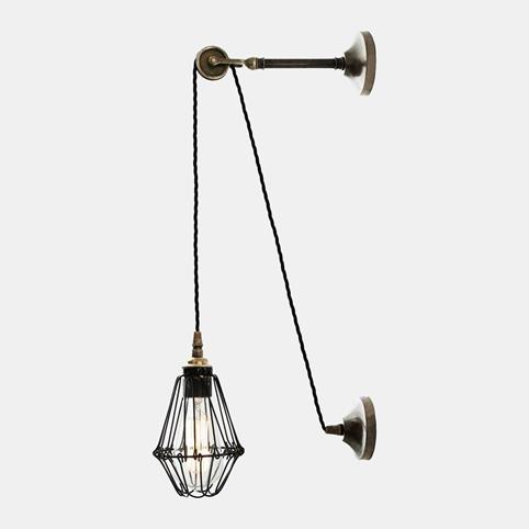 FOWEY Pulley Wall Light in Antique Silver