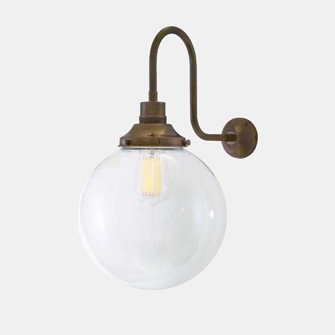 HAILEY CLEAR Glass Wall Light in Antique Brass