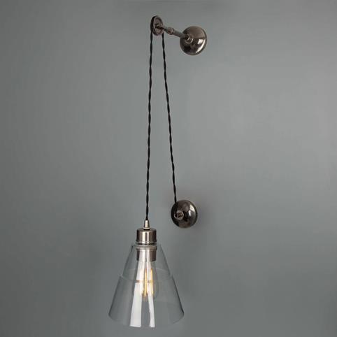 HARTLEY Pulley Wall Light in Antique Silver