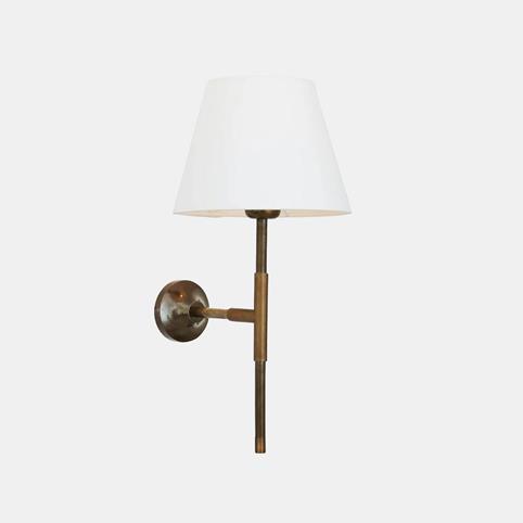 ASTER CLASSIC Antique Brass Shaded Wall Light in White