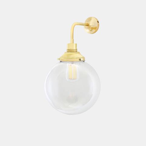 SIMPLE CLEAR Glass Globe Wall Light - 25cm in Polished Brass