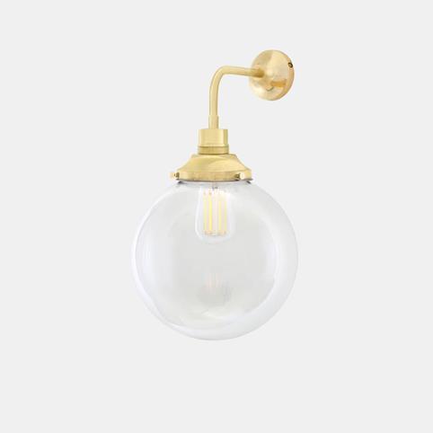 SIMPLE CLEAR Glass Globe Wall Light - 25cm in Satin Brass