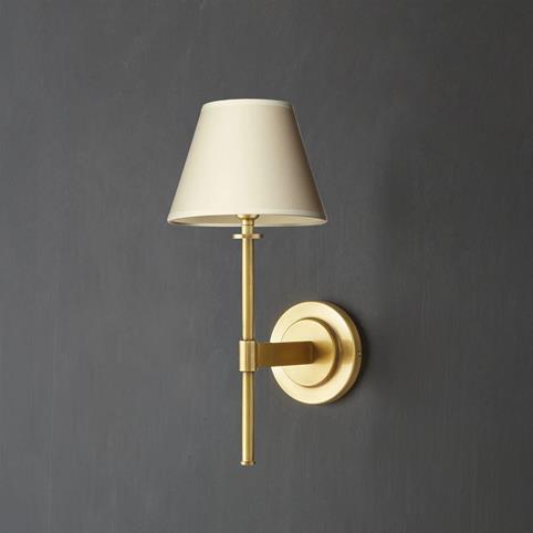 TREMMERS Fabric Shaded Antique Brass Wall Light in Cream