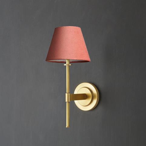 TREMMERS Fabric Shaded Antique Brass Wall Light in Pink