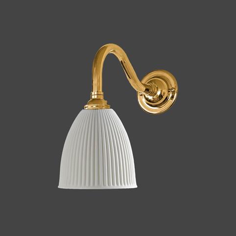 HARTLIP RIBBED Ceramic Wall Light - Swan Neck in Polished Brass