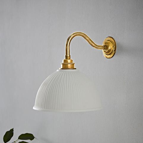 DENTON RIBBED Ceramic Wall Light in Polished Brass