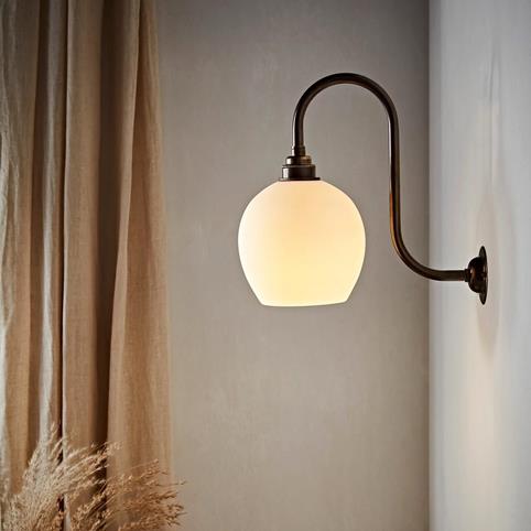 STANFORD Ceramic Wall Light - Long Swan Neck in Antique Brass