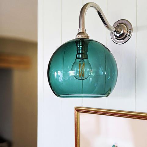 SOHO TEAL Glass Wall Light - Small in Nickel