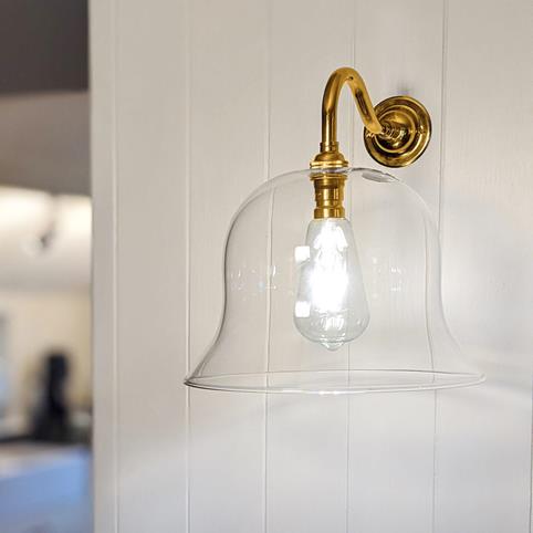 BODIUM CLEAR Glass Wall Light - Large in Polished Brass