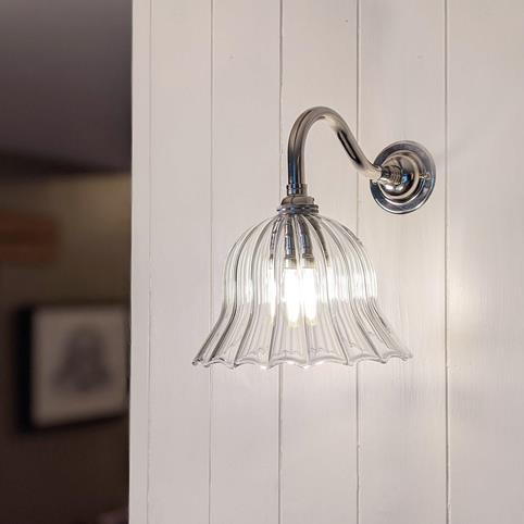 BODIUM RIBBED Glass Wall Light - Small in Nickel