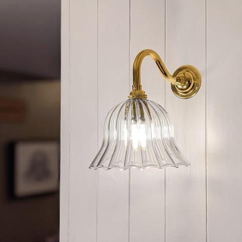 BODIUM RIBBED Glass Wall Light - Small in Polished Brass