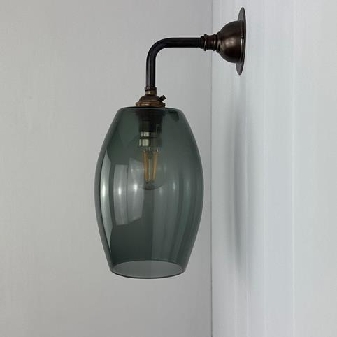 CAMBER SMOKED Small Elbow Wall Light in Antique Brass
