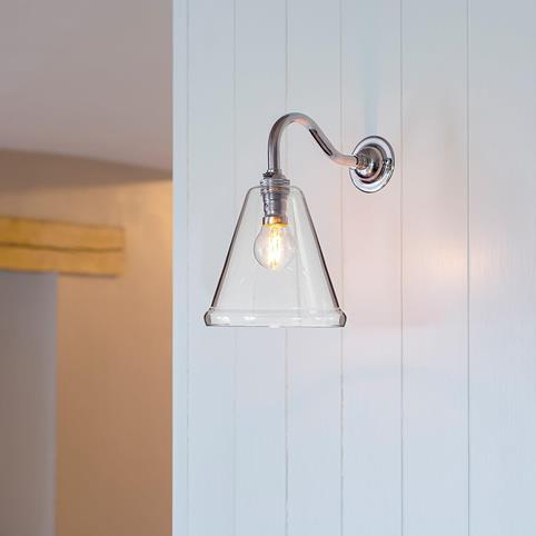 RYE CLEAR Glass Wall Light - Small in Nickel