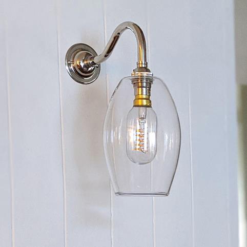 CAMBER CLEAR Glass Wall Light - Small in Nickel