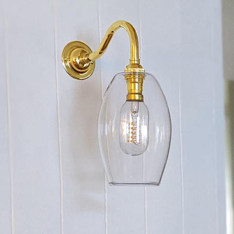 CAMBER CLEAR Glass Wall Light - Small in Polished Brass