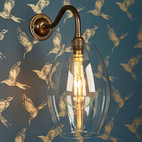 CAMBER CLEAR Glass Wall Light - Medium in Antique Brass