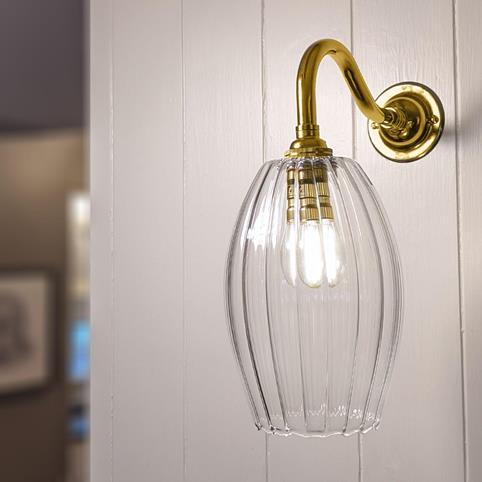 CAMBER RIBBED Glass Wall Light - Small in Polished Brass