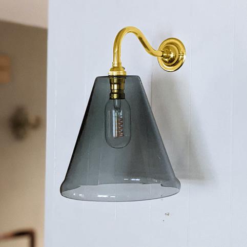 RYE SMOKED Glass Wall Light - Medium in Polished Brass
