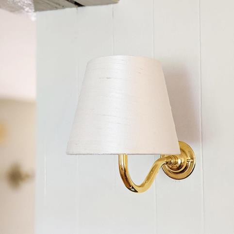 FINBERRY CREAM SILK Lamp Shade Wall Light in Polished Brass