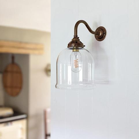 HYTHE CLEAR Glass Wall Light - Small in Antique Brass
