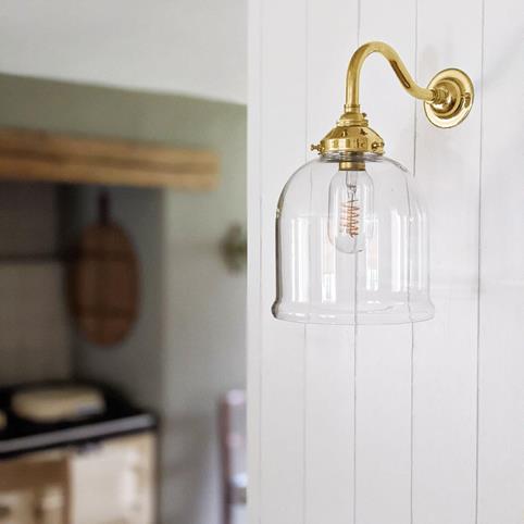 HYTHE CLEAR Glass Wall Light - Small in Polished Brass