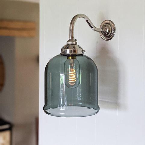 HYTHE SMOKED Glass Wall Light - Small in Nickel