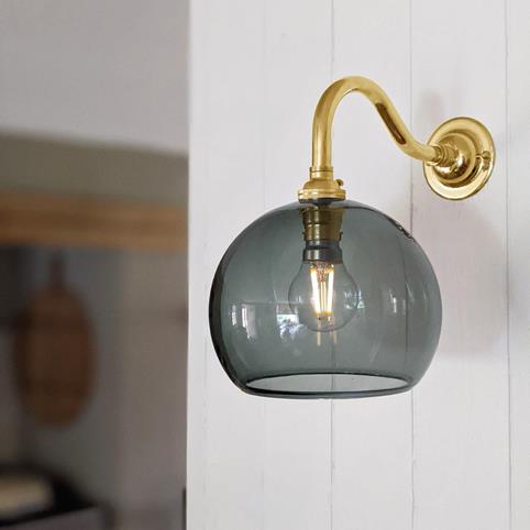 SOHO SMOKED Glass Wall Light - Small in Polished Brass