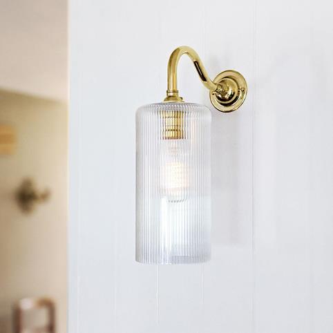 BROOK RIBBED Glass Wall Light in Polished Brass